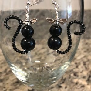 Black cat earrings